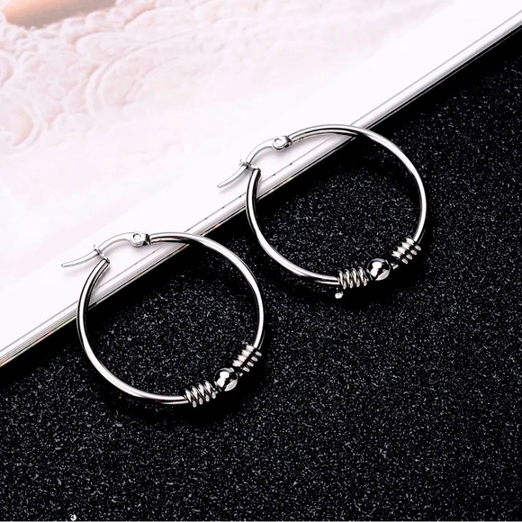 Moon Goddess Emporium Jewelry - 3 For $35 Sterling Silver Beaded Hoop Earrings
